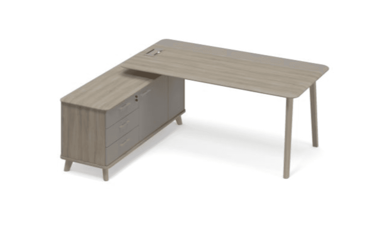 Стол комбинированный c тумбой левый (тип 1) WOOD