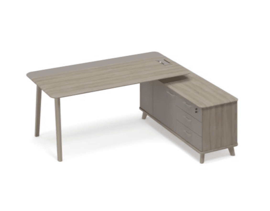 Стол руководителя комбинированный с тумбой правый (тип 1) WOOD