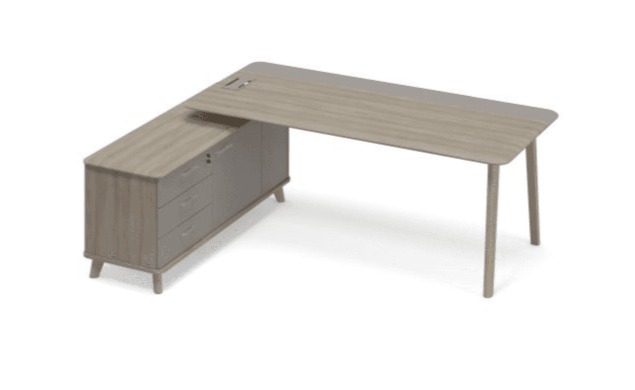 Стол на опорной тумбе комбинированный левый (тип 1) WOOD