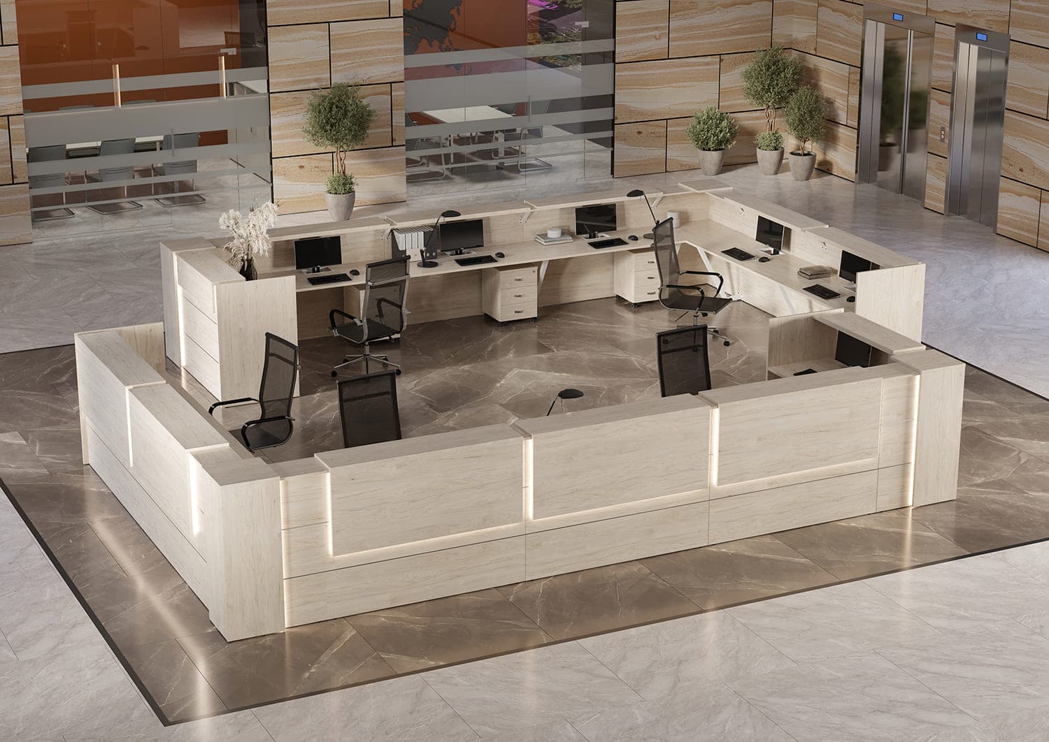 Стойка ресепшен Оникс денвер светлый