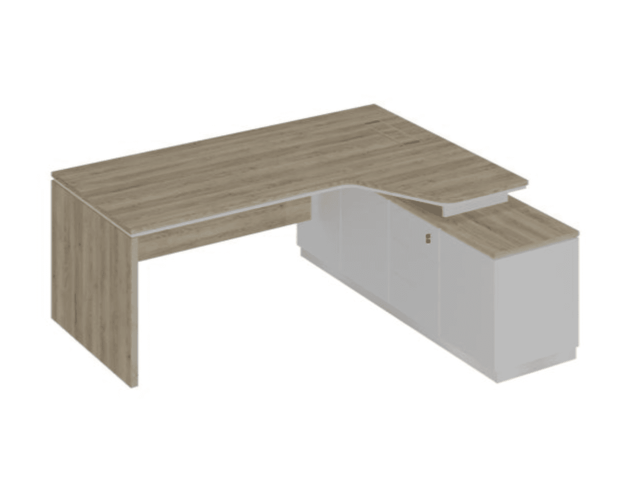 Стол руководителя эргономичный (опора ДСП) на опорной тумбе правый