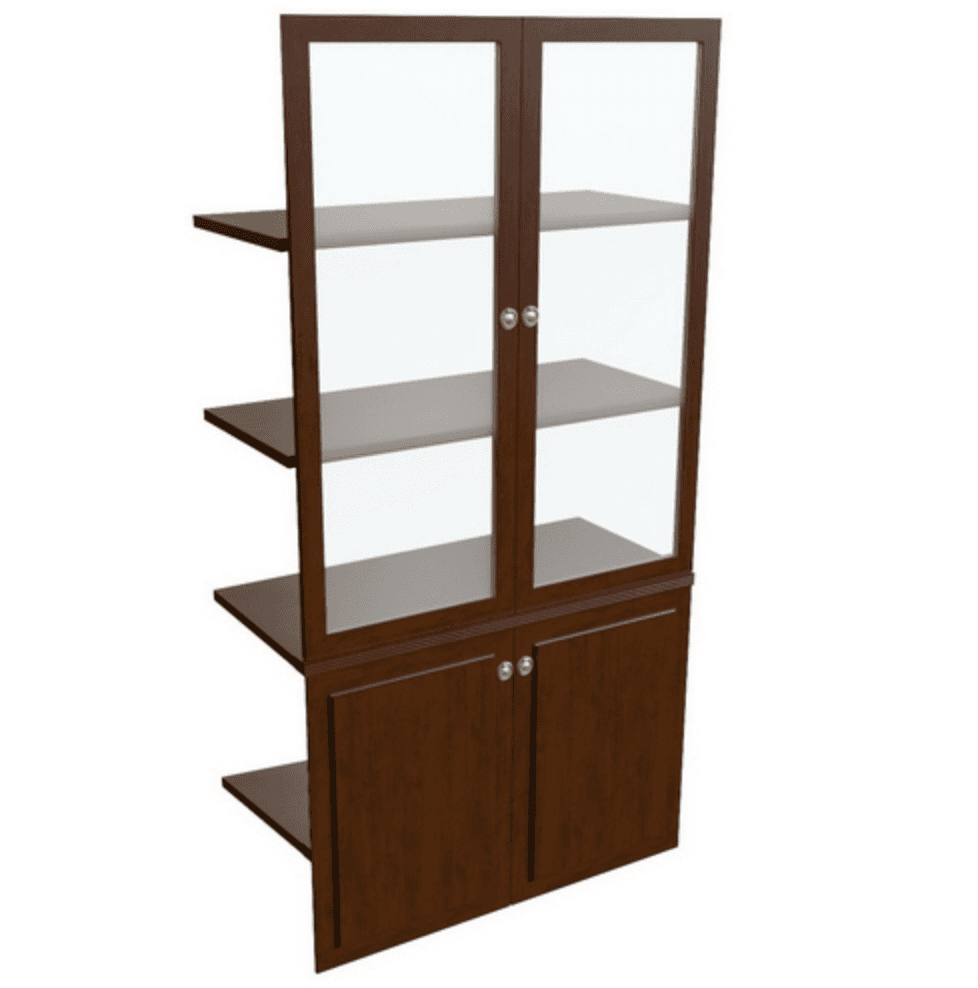 Наполнение двустворчатого шкафа со стеклом