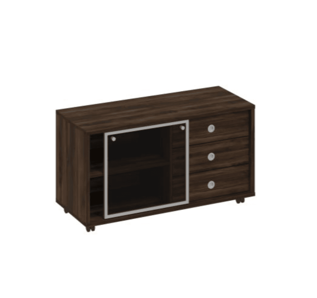 Тумба выкатная 3 ящика без замка стеклянная дверь-купе