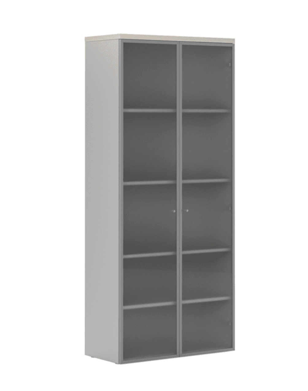 Шкаф высокий со стеклянными дверями в алюминиевой раме