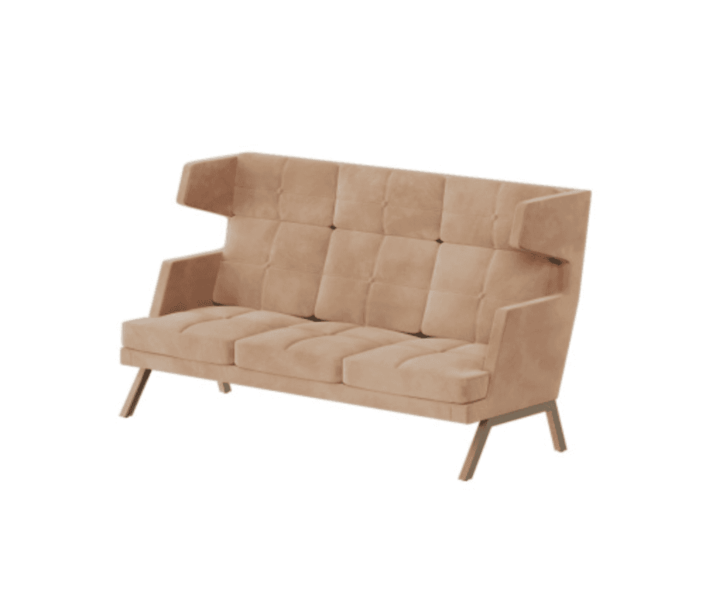 Диван трёхместный с декором из пуговиц - высокая спинка