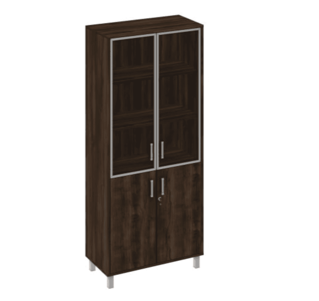 Шкаф для документов двери стеклянные в алюминиевой рамке + ДСП с замком