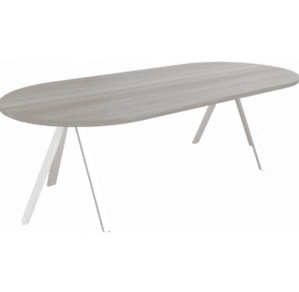 Стол для переговоров овальный - металл белый