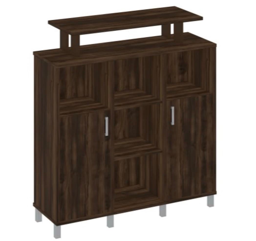 Стеллаж средний с надстройкой и деревянными дверками