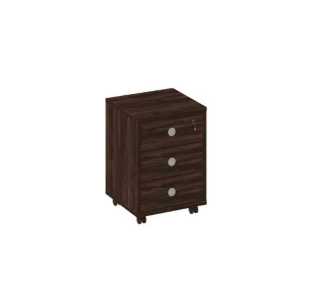 Тумба выкатная, 3 ящика с центральным замком