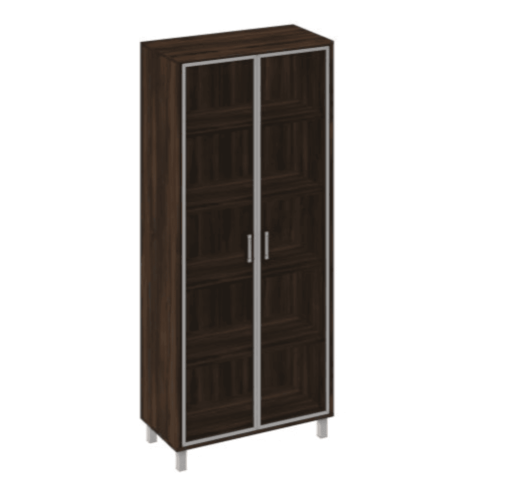 Шкаф для документов две стеклянные двери в алюминиевой рамке