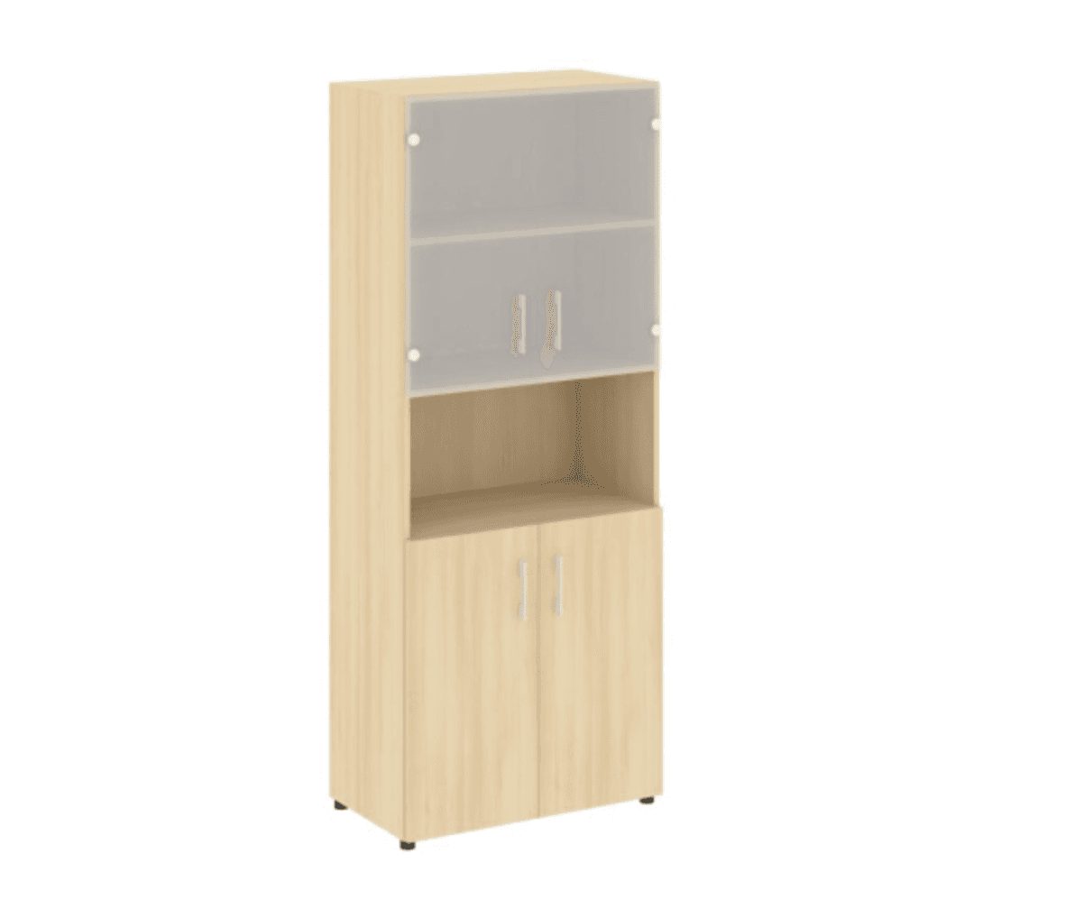 Шкаф высокий широкий (2 фасада ЛДСП + стекло)