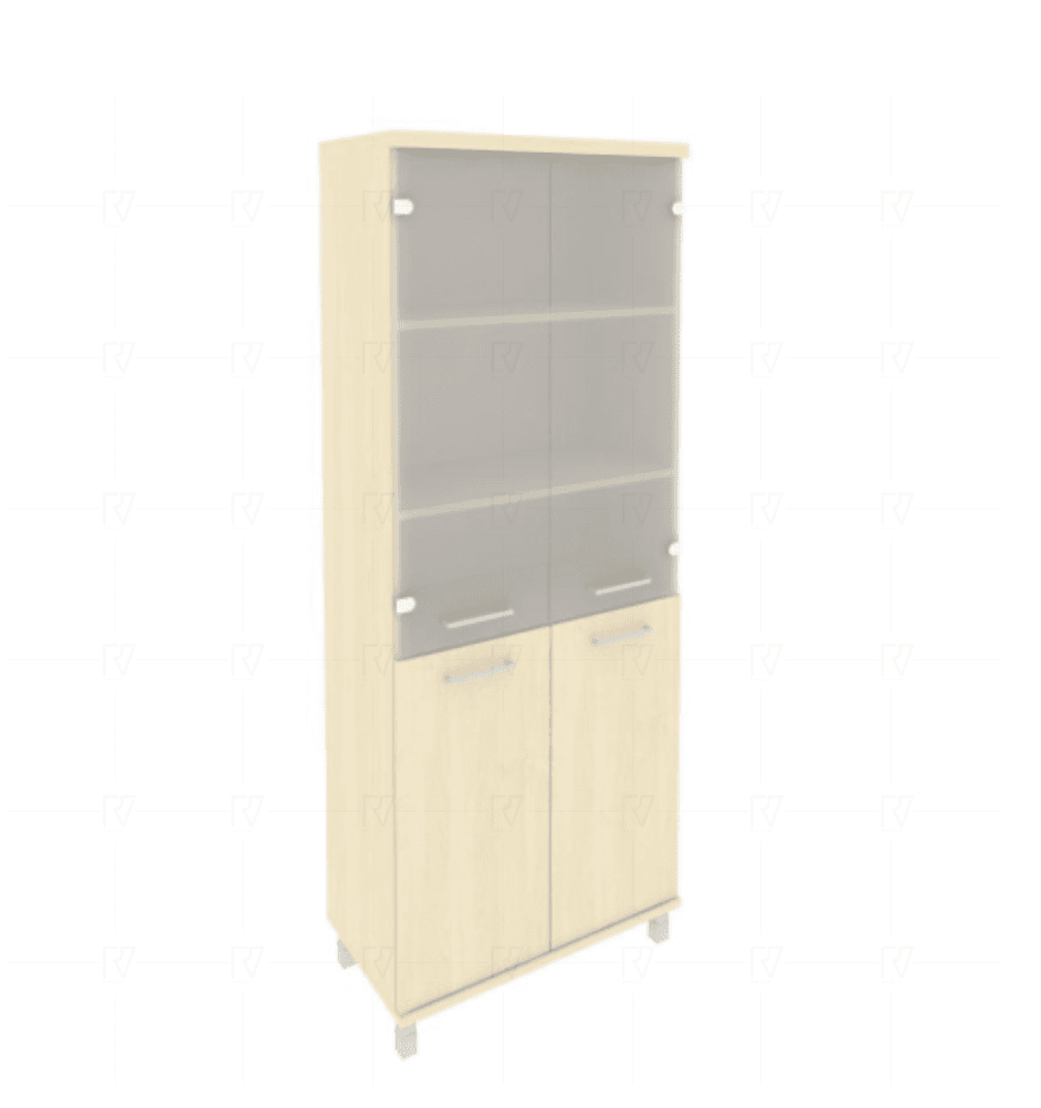 Шкаф высокий широкий (2 низкие двери ЛДСП, 2 средние двери стекло)