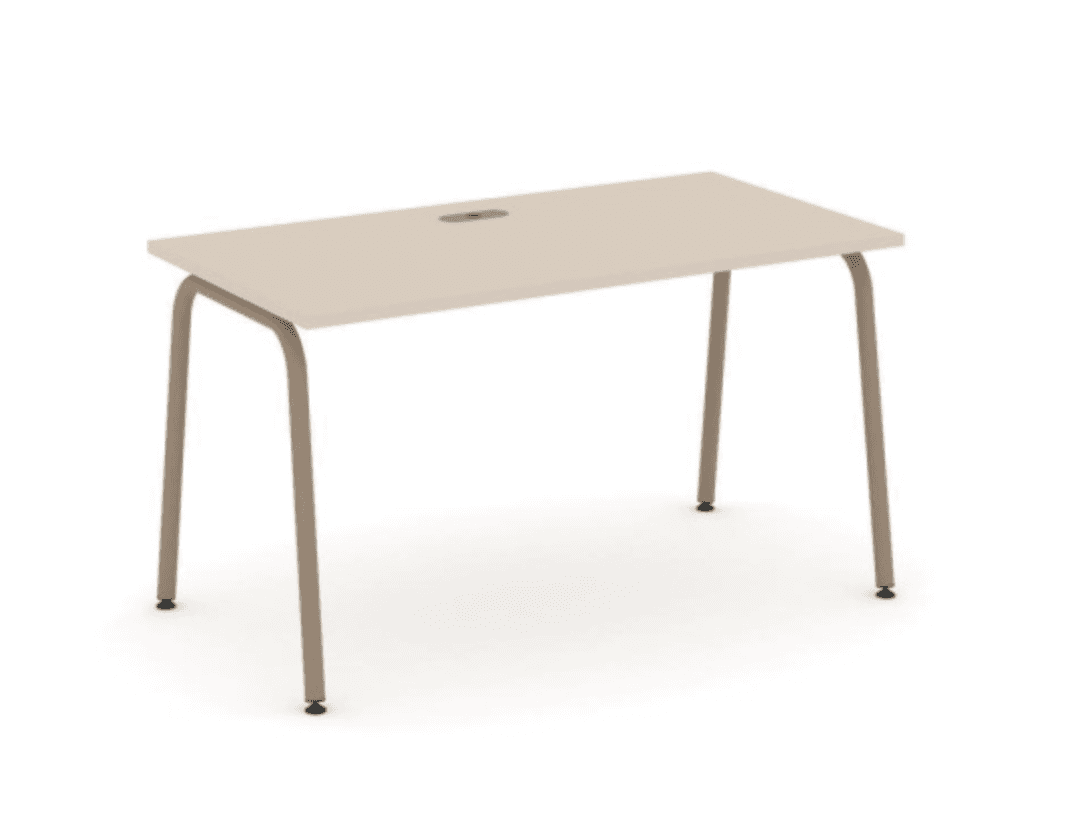 Стол письменный с лючком на круглой опоре 1380 - металл латте