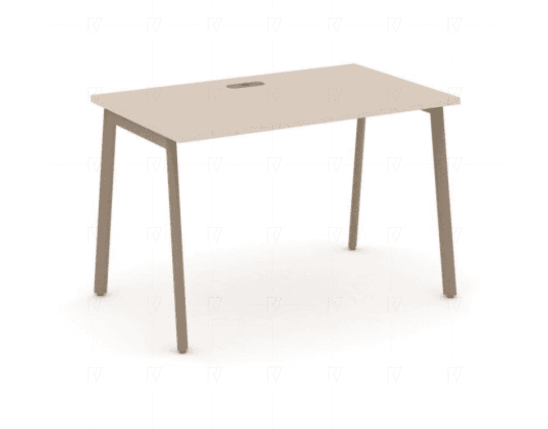 Стол письменный с лючком на плоскоовальной опоре 1180 - металл латте