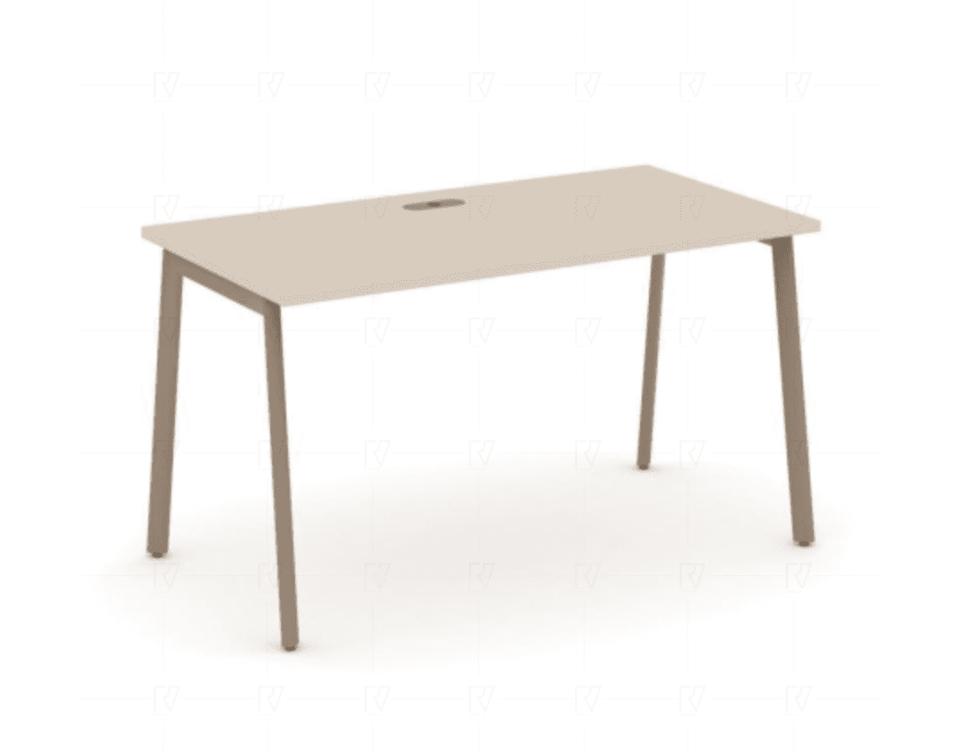 Стол письменный с лючком на плоскоовальной опоре 1380 - металл латте