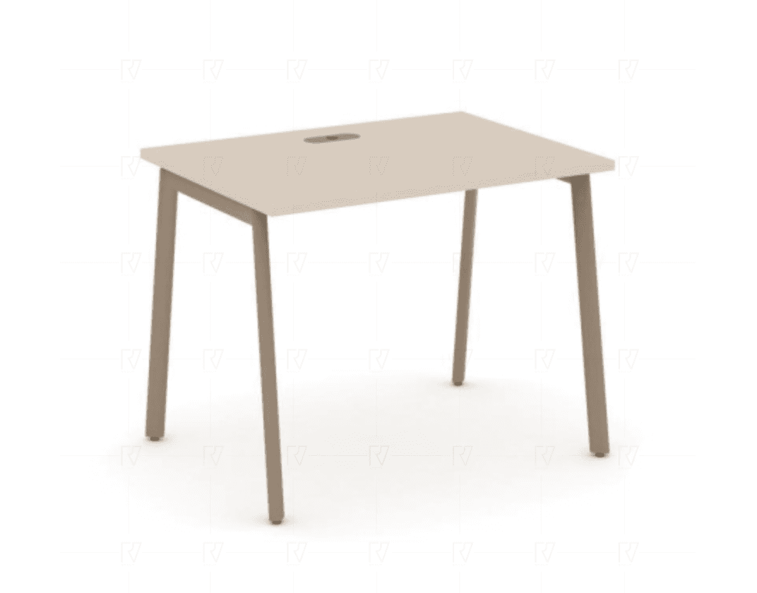 Стол письменный с лючком на плоскоовальной опоре 980 - металл латте