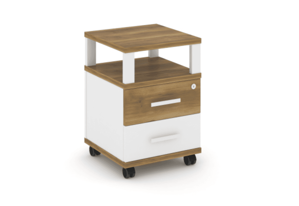 Тумба мобильная 2 ящика с надставкой - белый