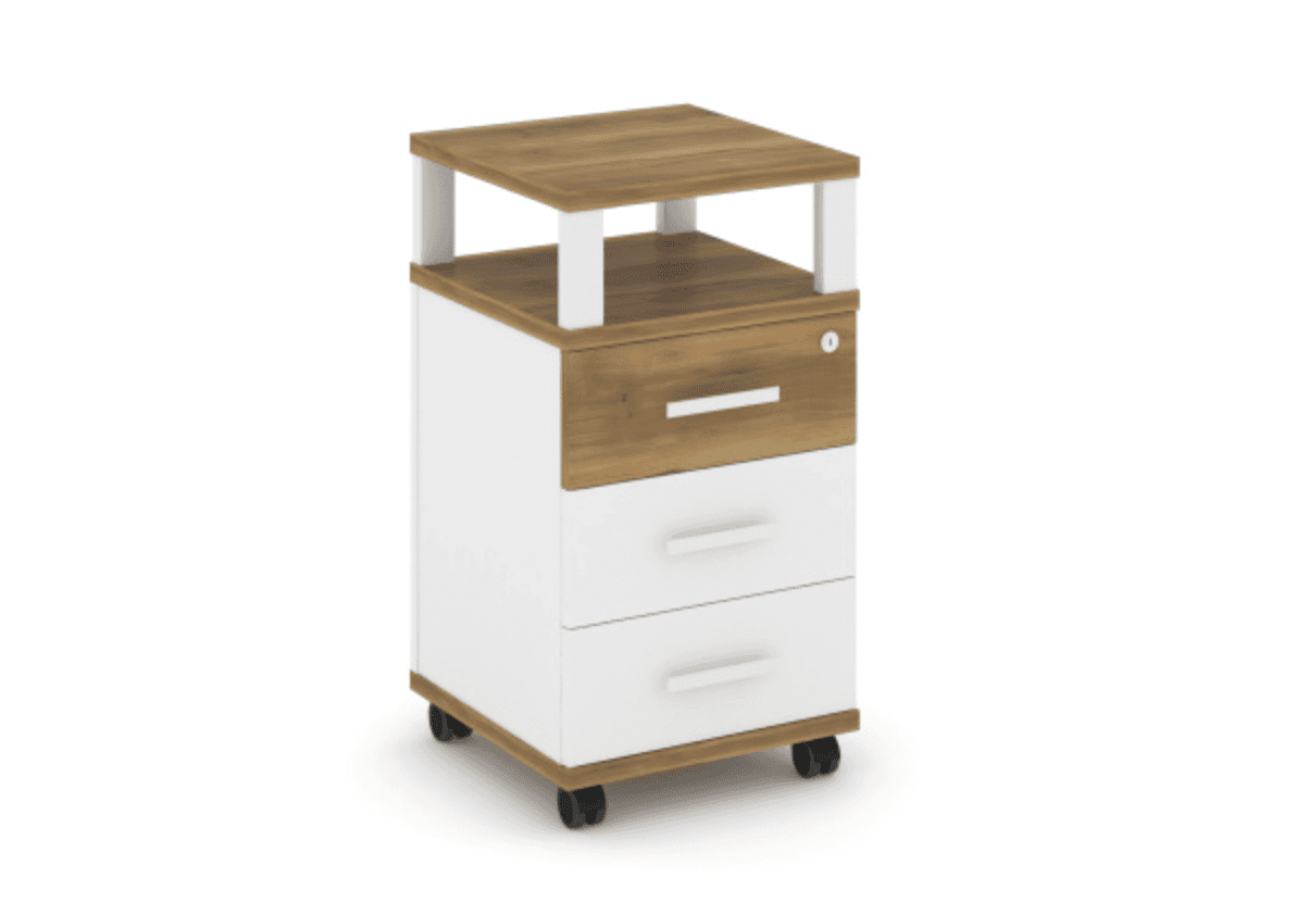 Тумба мобильная 3 ящика с надставкой - белый