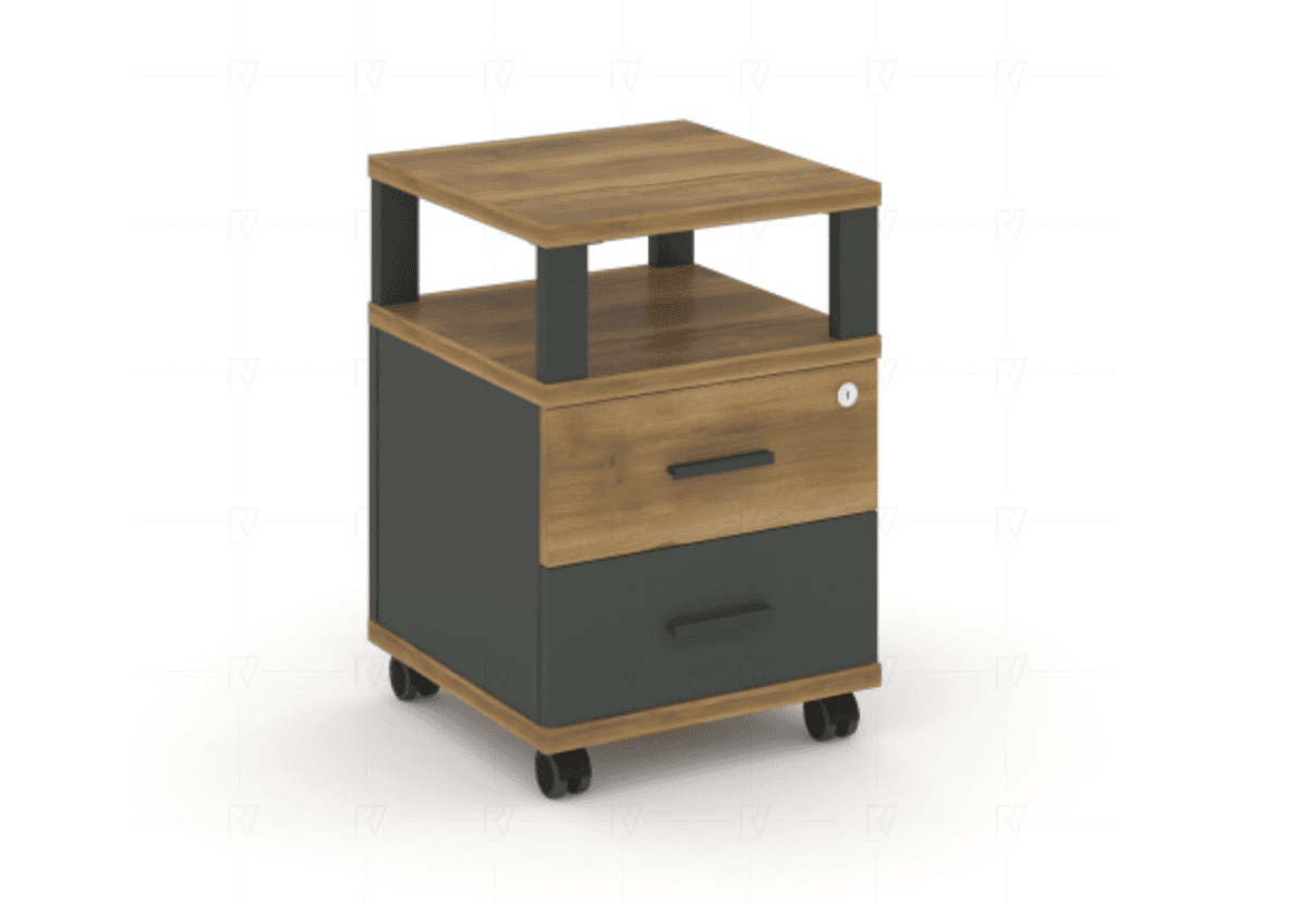 Тумба мобильная 2 ящика с надставкой - антрацит