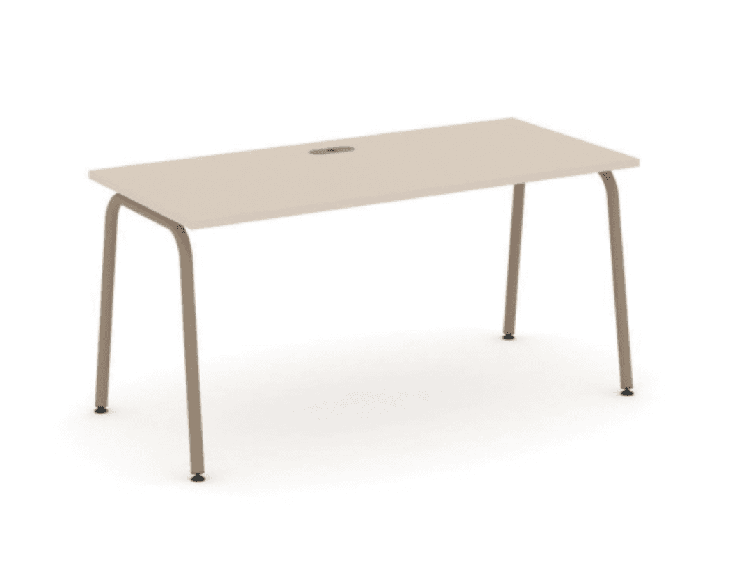 Стол письменный с лючком на круглой опоре 1580 - металл латте