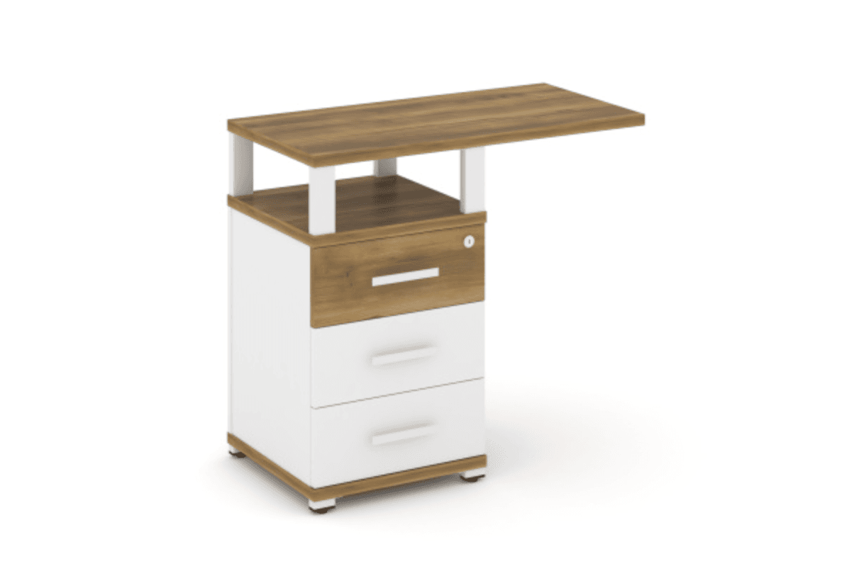 Тумба приставная узкая 3 ящика со свесом с надставкой широкой - белый