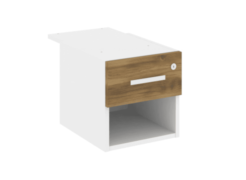 Тумба с одной открытой нишей и одним ящиком - белый