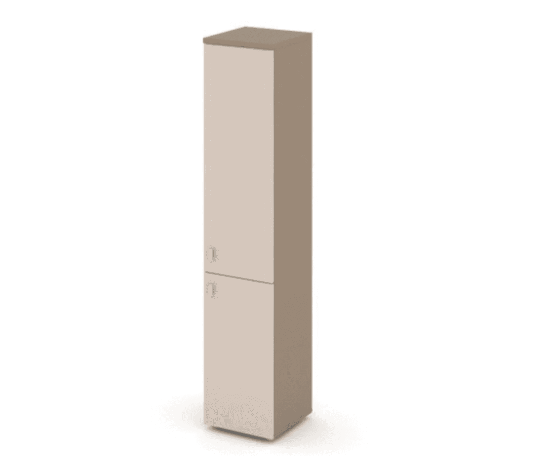 Шкаф высокий узкий левый/правый (1 низкий фасад ЛДСП + 1 средний фасад ЛДСП) - основание латте