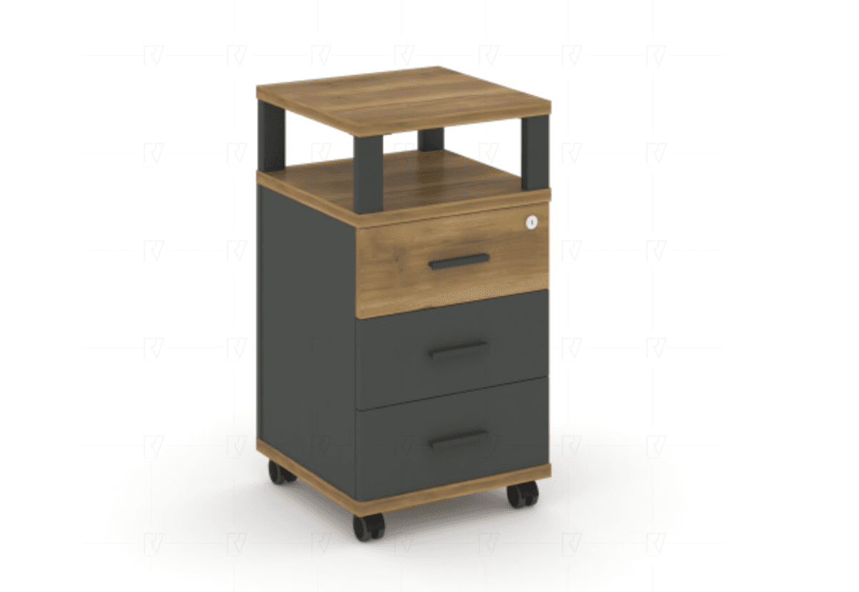 Тумба мобильная 3 ящика с надставкой - антрацит