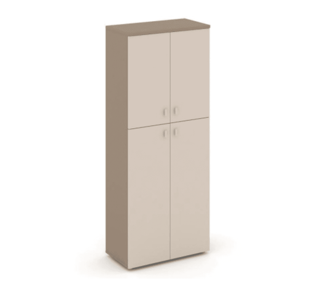 Шкаф высокий широкий (2 средних фасада ЛДСП + 2 низких фасада ЛДСП) - основание латте