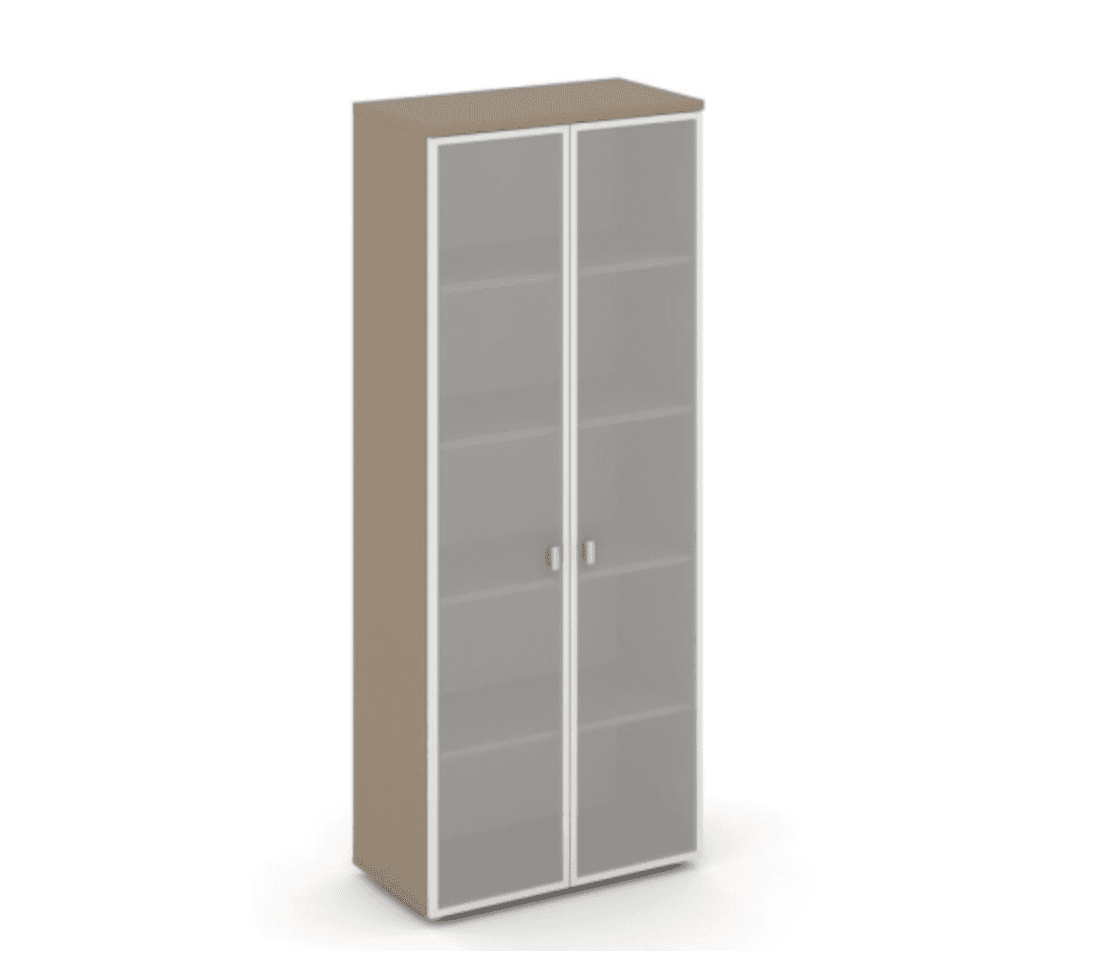Шкаф высокий широкий (2 высоких фасада стекло в раме сатин матовый)