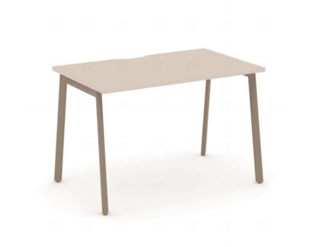 Стол письменный с вырезом на плоскоовальной опоре 1180 - металл латте