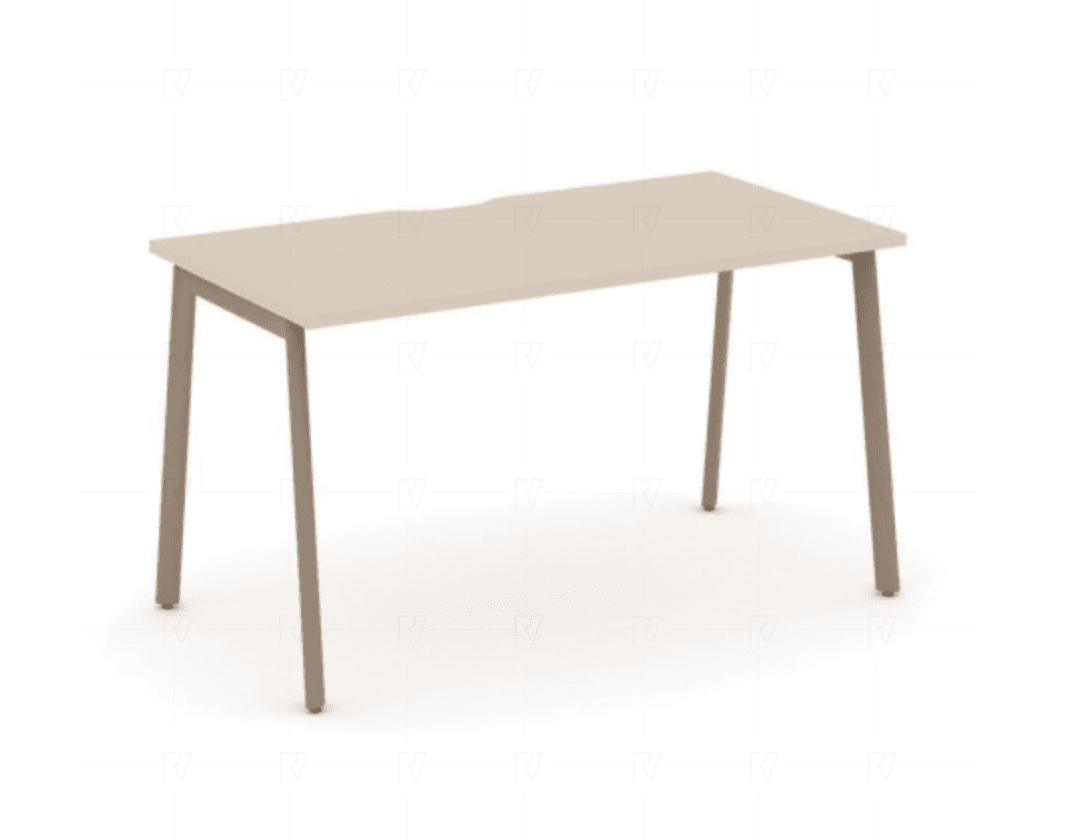 Стол письменный с вырезом на плоскоовальной опоре 1380 - металл латте