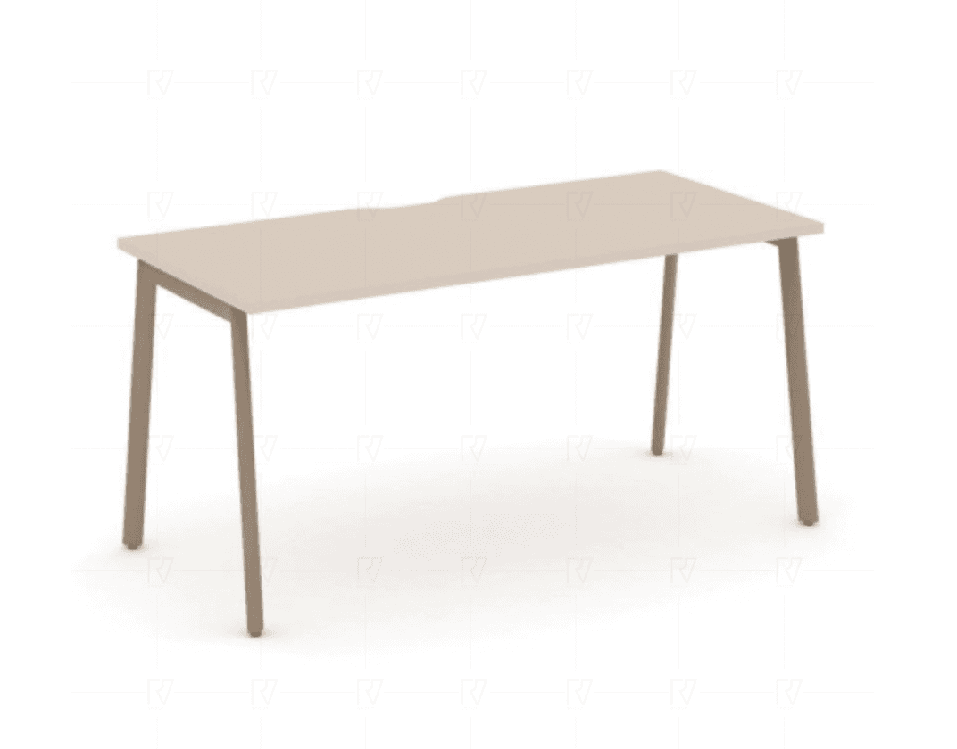 Стол письменный с вырезом на плоскоовальной опоре 1580 - металл латте