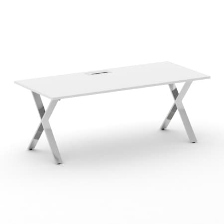 Стол руководителя (МДФ+пластик Феникс, опоры нерж.сталь) 2000