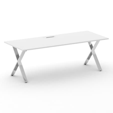 Стол руководителя (МДФ+пластик Феникс, опоры нерж.сталь) 2200