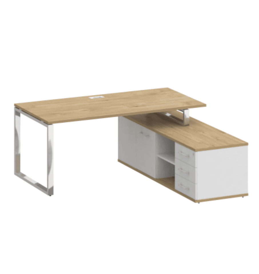 Стол руководителя с опорной греденцией, правый 180