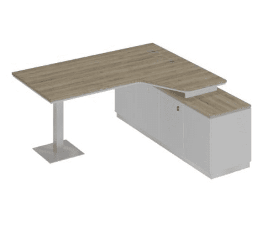 Стол руководителя эргономичный на опорной тумбе правый