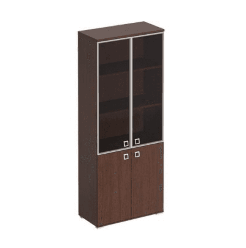 Шкаф для документов со стеклянными тонированными дверьми в рамке