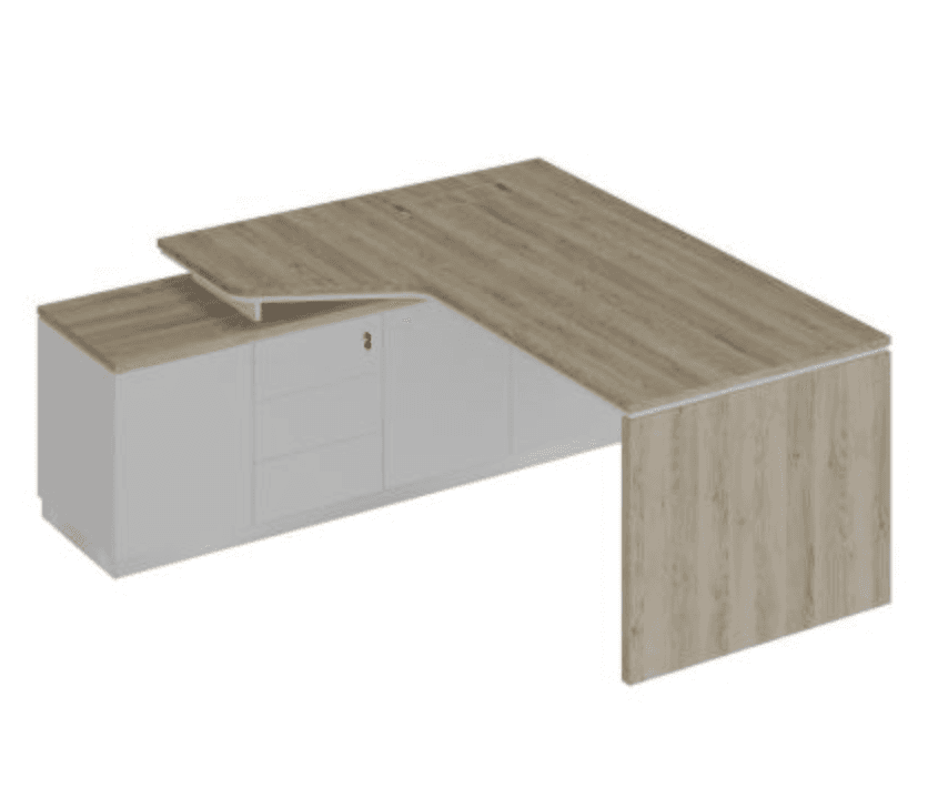 Стол на опорной тумбе левый эргономичный (опора ДСП)