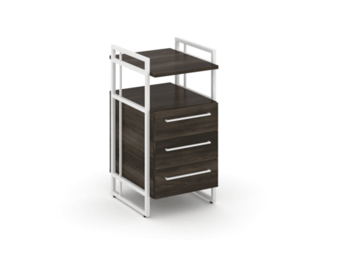 Тумба мобильная высокая - металл белый