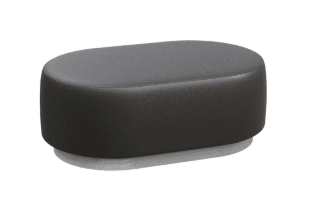 Пуфик овальный широкий - опора серебро