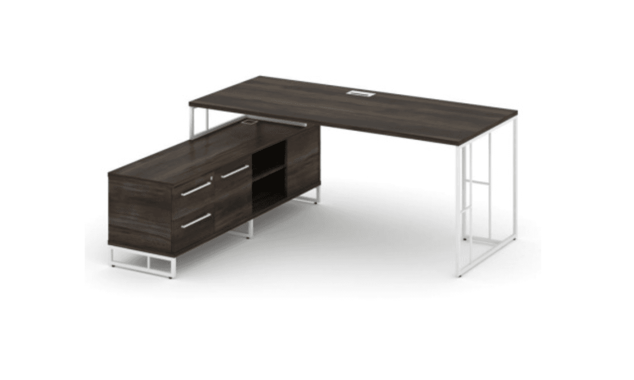 Стол руководителя на опорной тумбе левый/правый 1580 - металл белый