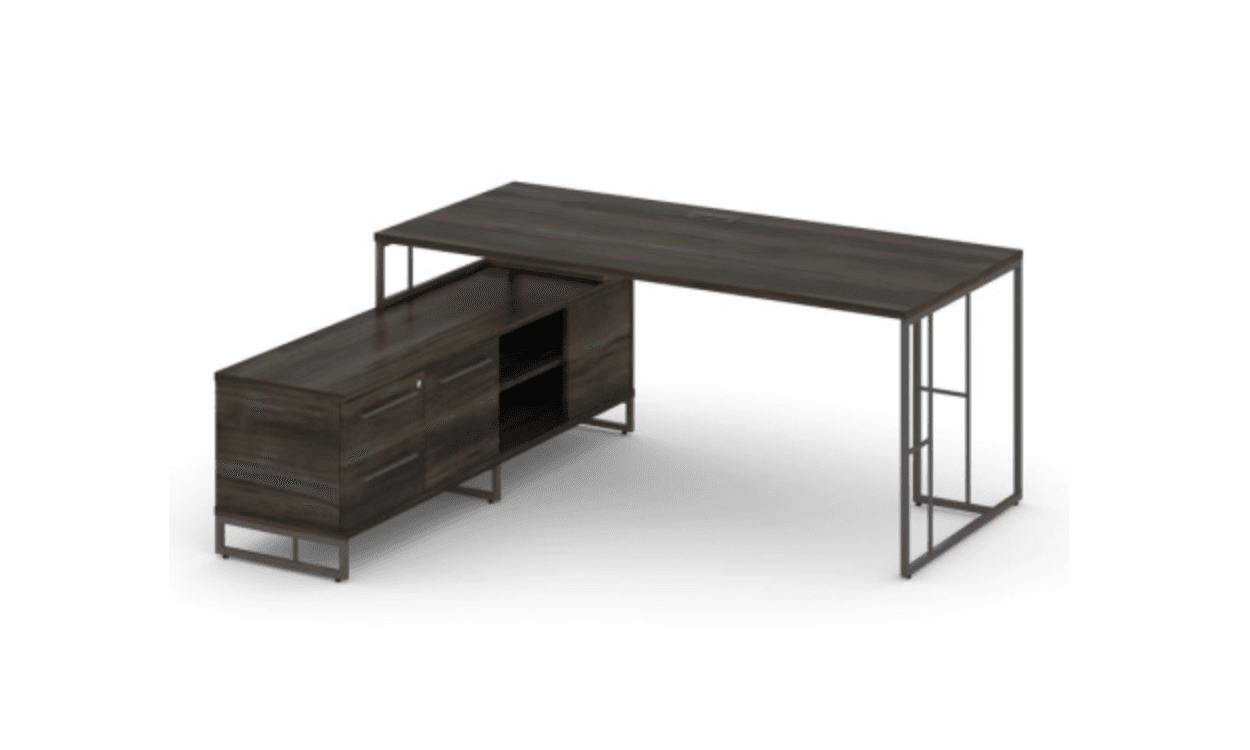 Стол руководителя на опорной тумбе левый/правый 1580 - металл черный/антрацит