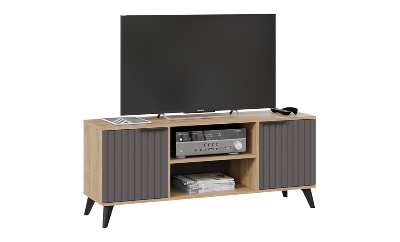 Тумба для телевизора, исп. 2 с опорами - черный матовый