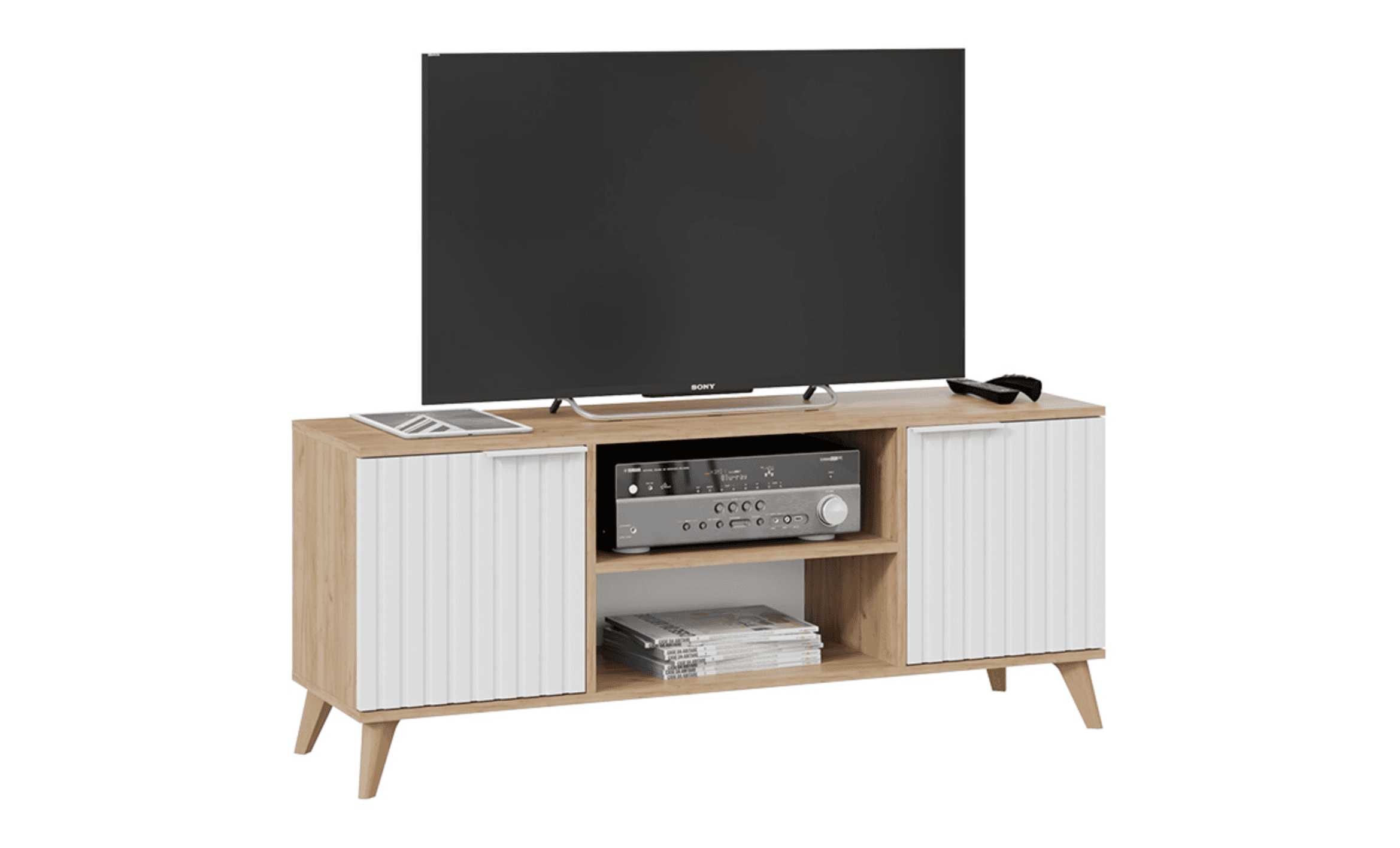 Тумба для телевизора, исп. 2 с опорами - бук матовый