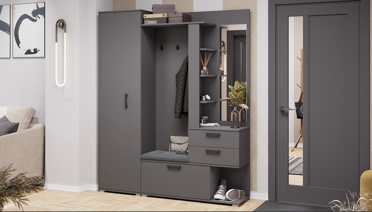 Прихожая Эрика II графит серый