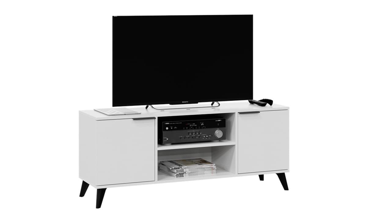 Тумба под ТВ с опорами - черный матовый