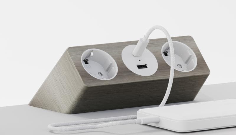 Блок розеток настольный с одним крепежом (2 розетки, USB-A, USB-C)
