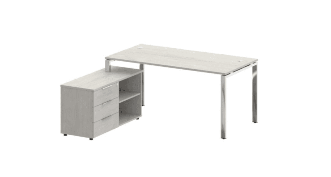 Стол рабочий руководителя с опорной тумбой левый/правый (опоры нерж.сталь)