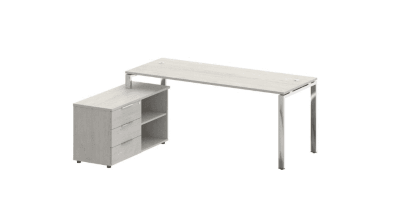 Стол рабочий руководителя с опорной тумбой левый/правый (опоры нерж.сталь)